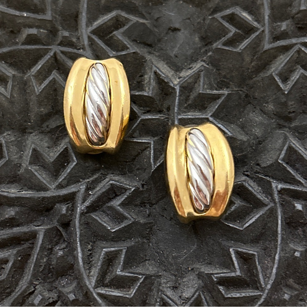 1980s Burberrys Two Tone Clip Earrings